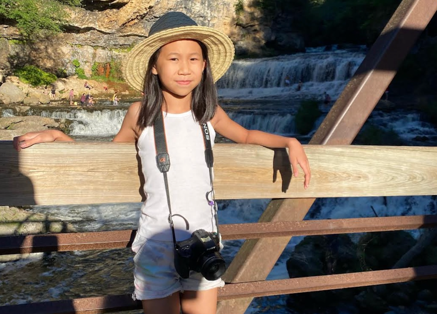 Lizzies founder at waterfall